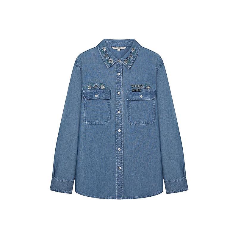 Teenie Weenie Damen-Denimhemd mit Blumenstickerei