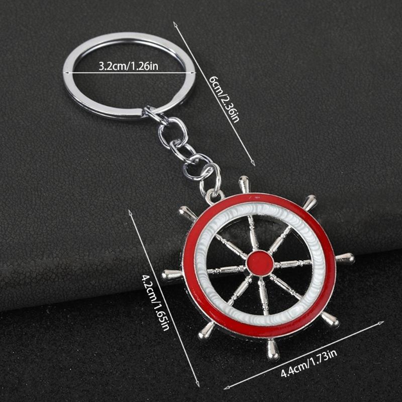 Practical Everyday Use Keychain Decors Featuring Marine Anchors And Helm In Zinc Alloy Blue White Color Scheme
