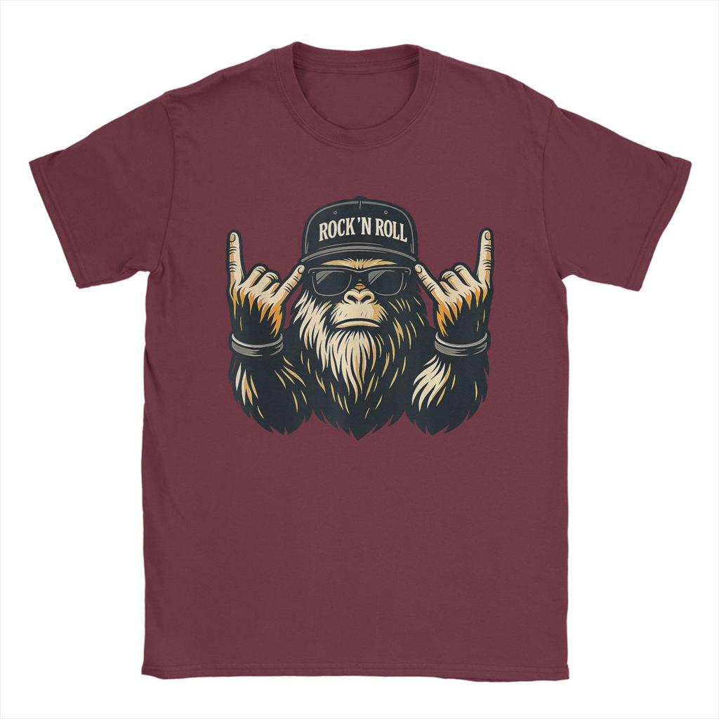 Bigfoot Rock On Sasquatch Heavy Metal Vibes T Shirt Summer Cotton T Shirts Unisex Novelty Tee Shirt Short Sleeve Vintage Top Tees