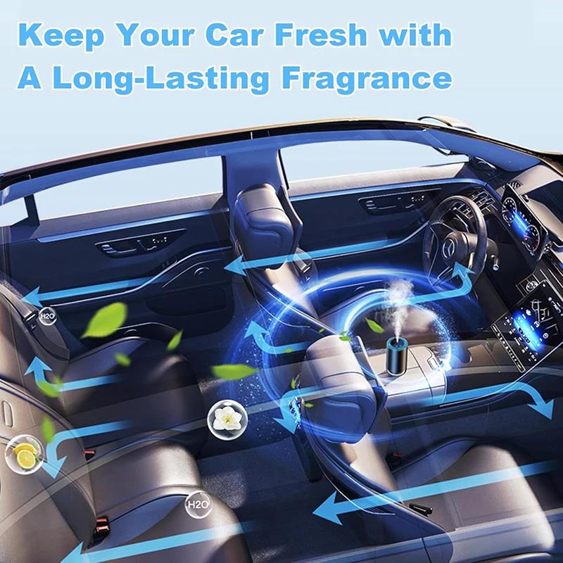 Smart Car Air Freshener Aroma Diffuser 5 Modes Rechargeable Humidifier with Digital Display Starry Light Auto Odor Eliminator