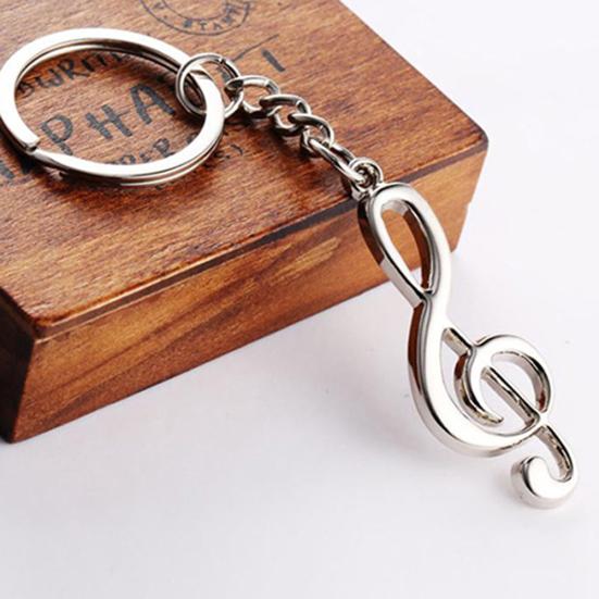 Fashion Unisex Alloy Music Note Pendant Keychain Keyring Key Ring Fob Decor