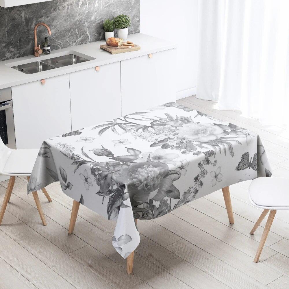 

Скатерть с цветочным рисунком, домашний декор, устойчивая к пятнам, водонепроницаемая скатерть, украшение для стола, прямоугольные кухонные столешницы для камина 90x140cm