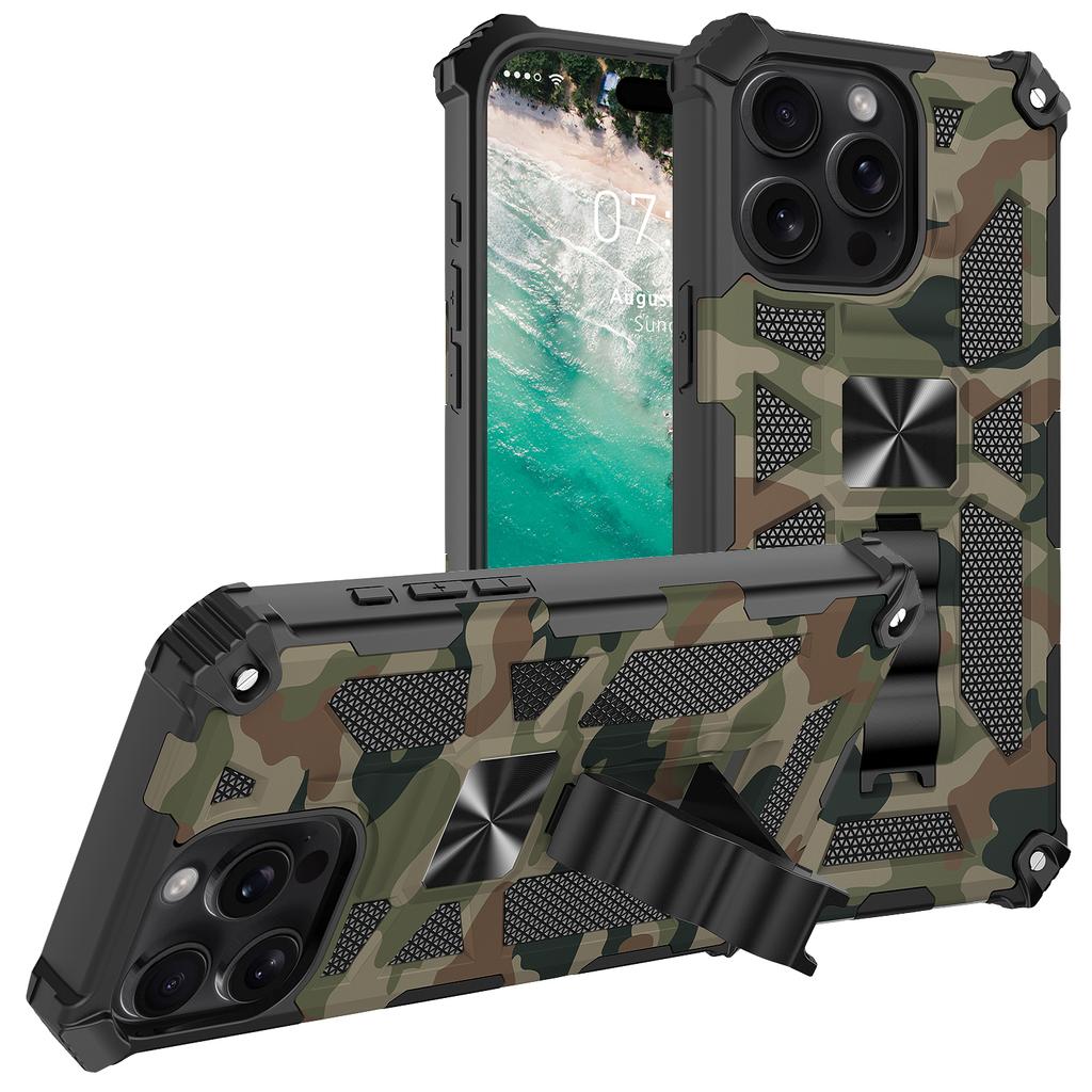 Military Camouflage Phone Case For iPhone 16 Pro Max 15 Plus 14 13 12 11 7 8 Plus SE 2022 Double Layer Protection Armor Cases