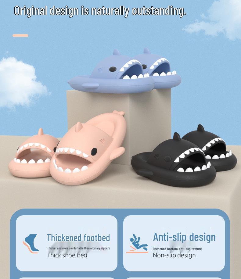 Shark Summer Slippers: Non-Slip Thick Sole for Men and Women, Indoor and Outdoor Wear.