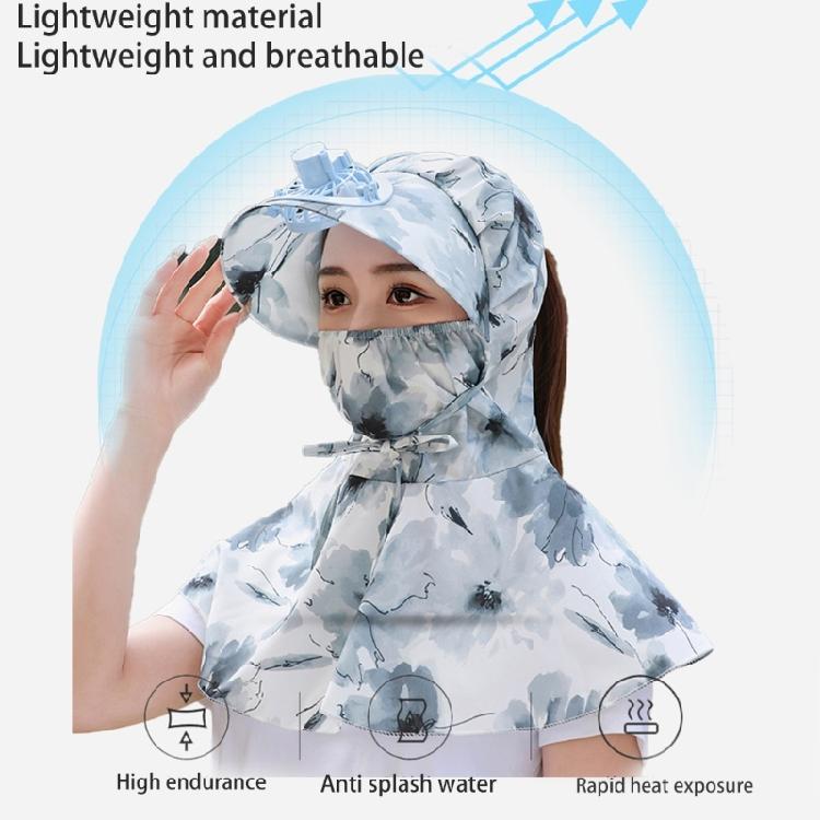 Summer Sun Hat with Fan for Women Girls Neck Flap Adjustable Hat Sunshades