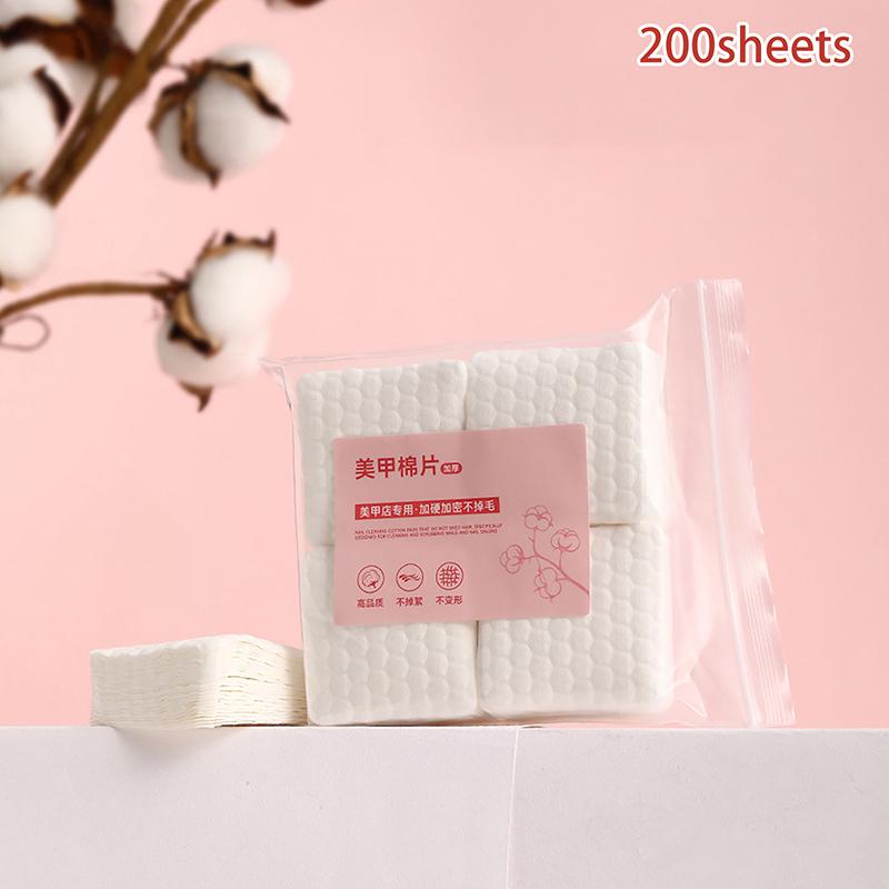 200Pcs Profession 100% Cotton Pads For Nail Wipes Lint-Free Nail CottonGel Polish Remover Nail Art Cleaning Tools