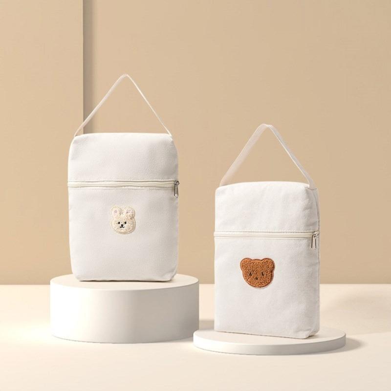 Cute Bear Themed Mom Bag Diaper Organiser Case Canvas Handbag with Spacious Compartments for Infant Essential