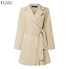 ZANZEA Women Casual Turn Down Collar Long Sleeve Elegant Shift Dress