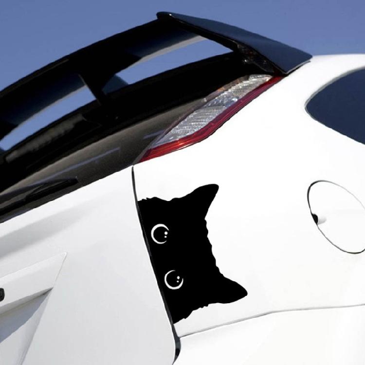 Car Decal Bumper Sticker Car Exterior Decoration Waterproof Peeking Cats Sticker for Car Truck Black 5.9x3.8inch