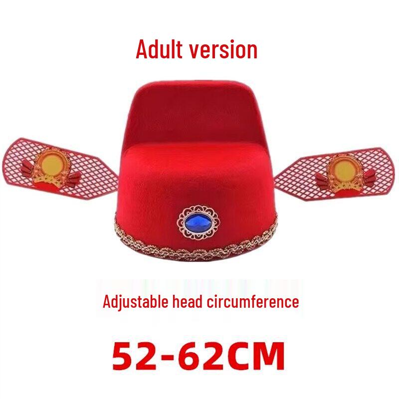 Traditional Costume Hat: Tang Suit Gauze Emperor Red Black Groom Props Red Hanfu Hat
