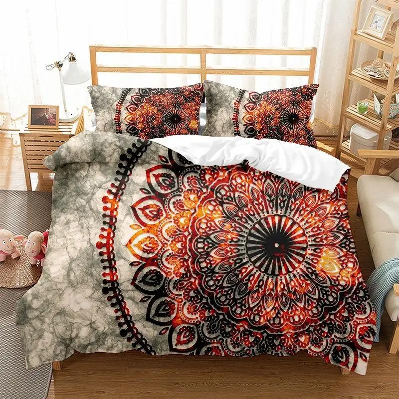 Comforter 3D Print Boho Mandala King Queen Chic Colorful Rustic Mandala Galaxy Polyester Bedding Set For Girls Women