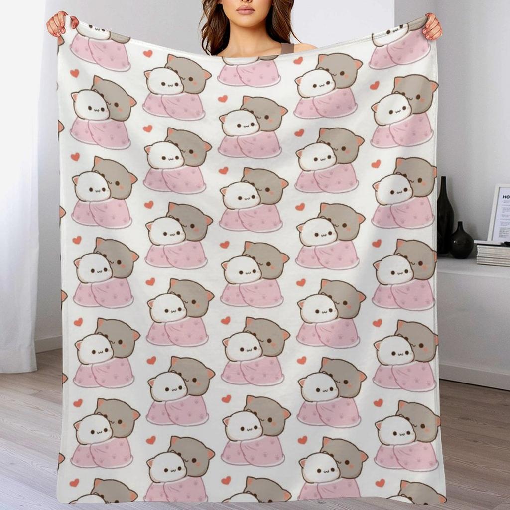 Mochi Peach goma gatto coperta amore Coperta da lancio Coperta calda e accogliente per decorazione camera da letto