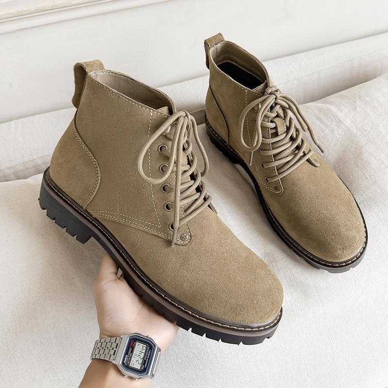 

Ботинки Мартина мужские 2025 осень и зима бархатные утолщенные теплые молодежные повседневные трендовые британские рабочие ботинки 44 хаки