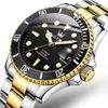 OLEVS Men's Mechanical Watch Automatic Manual Winding Arm Clock Waterproof Luminous Date Stainless Steel Present Watch for man Black