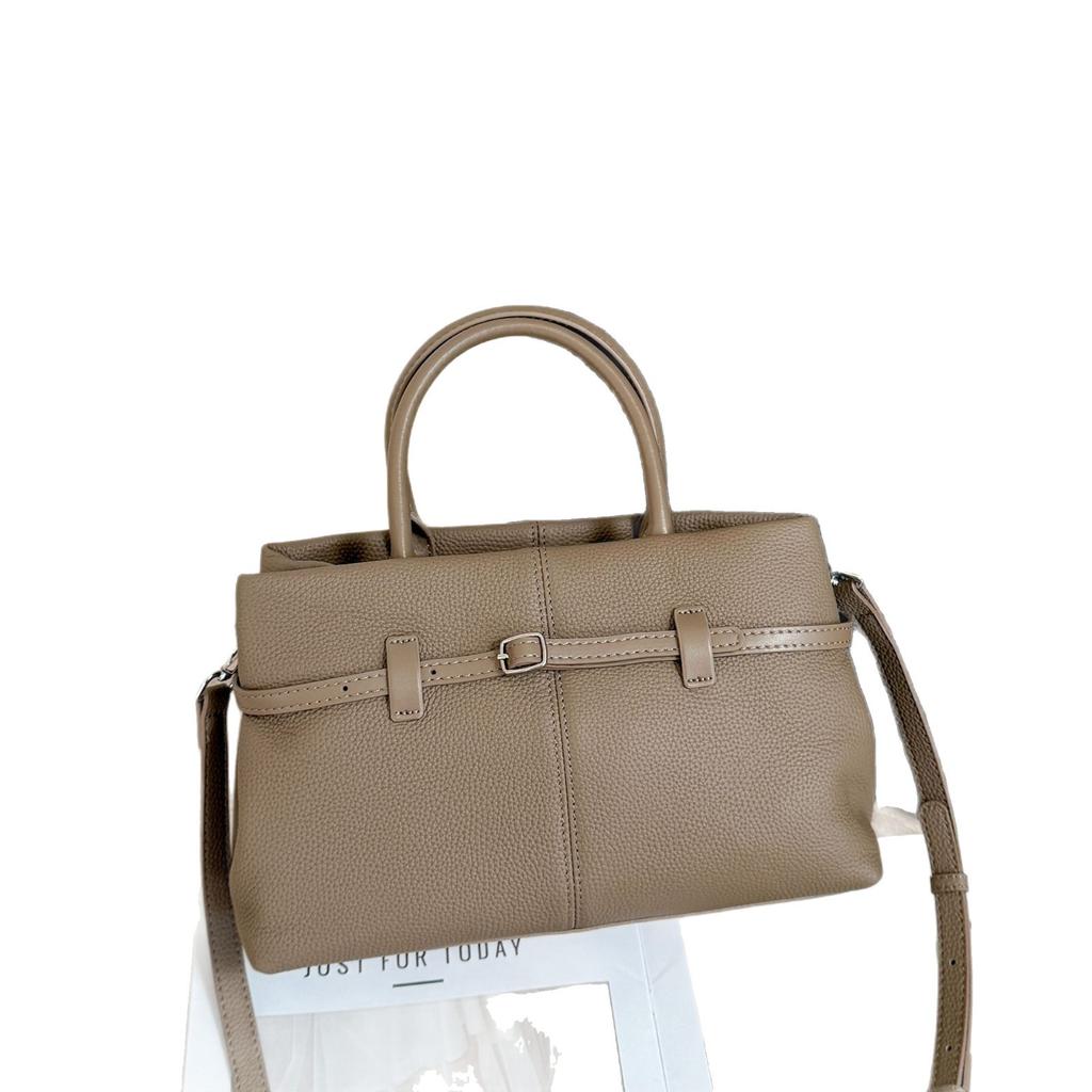 First-Layer Cowhide Shoulder Women'S Bag, Large-Capacity Messenger Tote Bag, Women'S Mommy Bag, Commuting Fashion And Simple Shopping