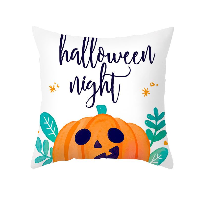 Home Cartoon Pumpkin Head Halloween Pillow Cover Peach Velvet Cushion Cover Office Sofa Cushion Cover