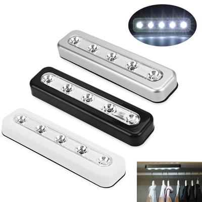 1PCS Battery Power 5 LED Night Light Under Cabinet Light Wardrobe Closet Kitchen Push Touch Tap Night Light Night Lamp Stick On