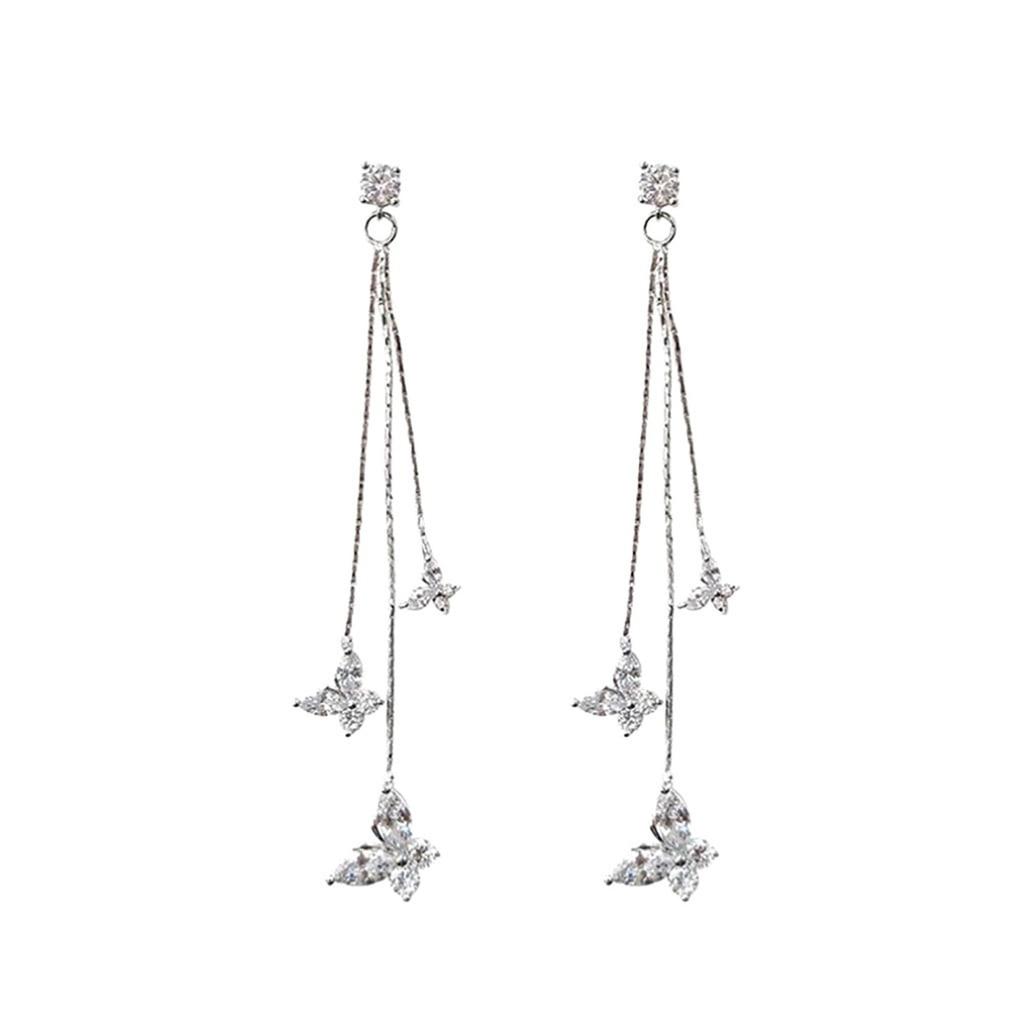 1 Pair Shiny Butterfly Artificial Crystal Drop Earring Butterfly Tassel Dangle Earrings For Women Jewelry Gifts