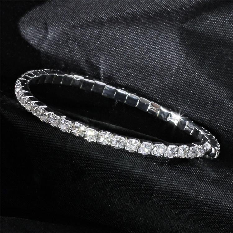 

Корейский стиль сверкающий стразами свадебный браслет: Кристальный эластичный браслет в четыре ряда K9