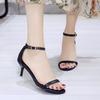 New Sexy Elegant Banquet Party High Heels Summer Solid Color Simple Fashion Buckle Comfortable Casual Sandals  Shoes for Women