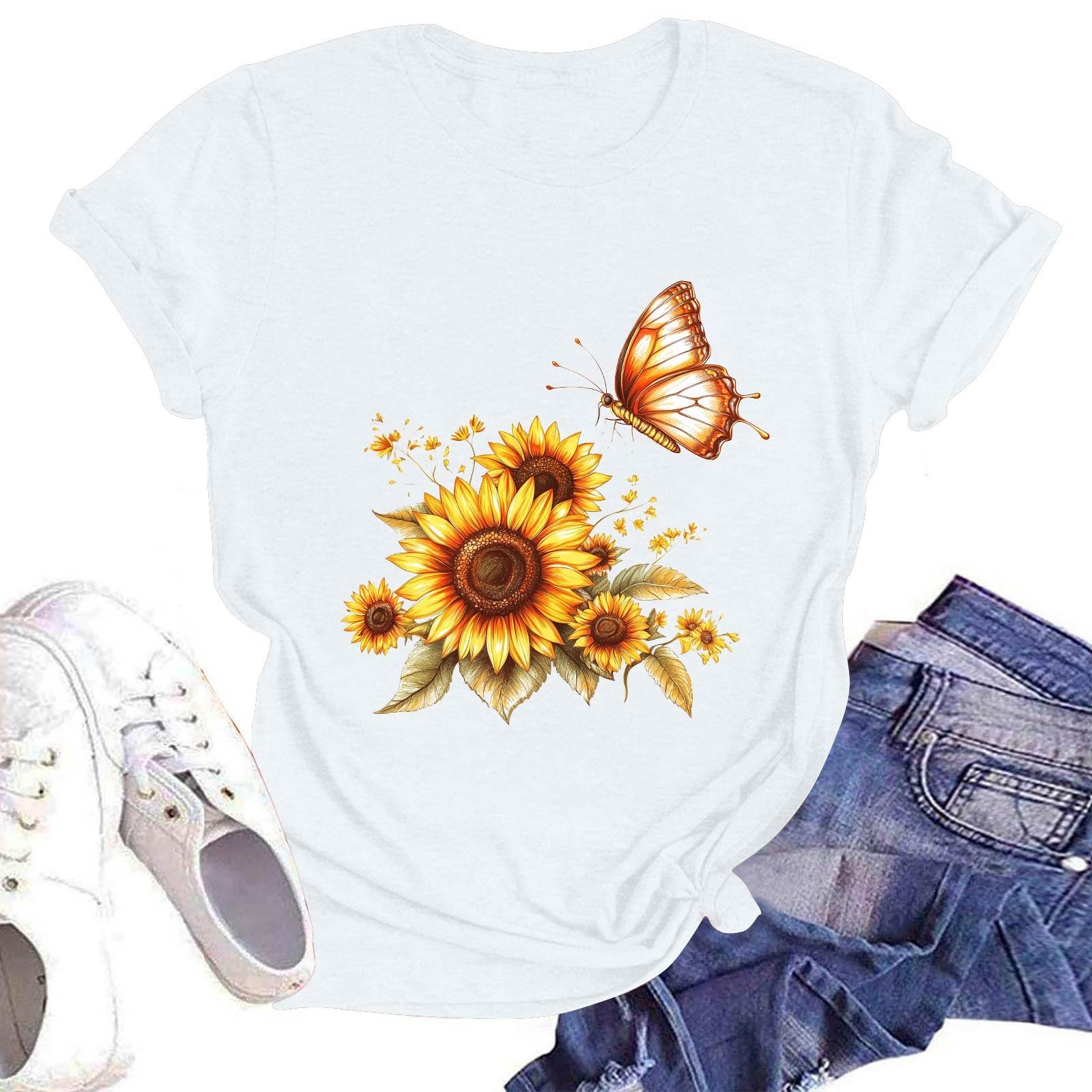 

Женская повседневная футболка с круглым вырезом и коротким рукавом XXL белый