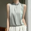 Summer Stand-up Collar Sleeveless Vest T-shirt Slim-fit Top All-match Bottoming Shirt Half-sleeved Women's Clothing Hanging