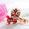 Chinese Cartoon Lion Dance Keychain Rhinestone Qilin Car Pendant Gift