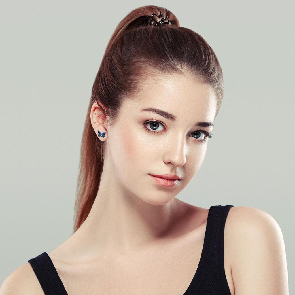 Orecchini Argento 925 da Bambina Ragazze Farfalla con Strass