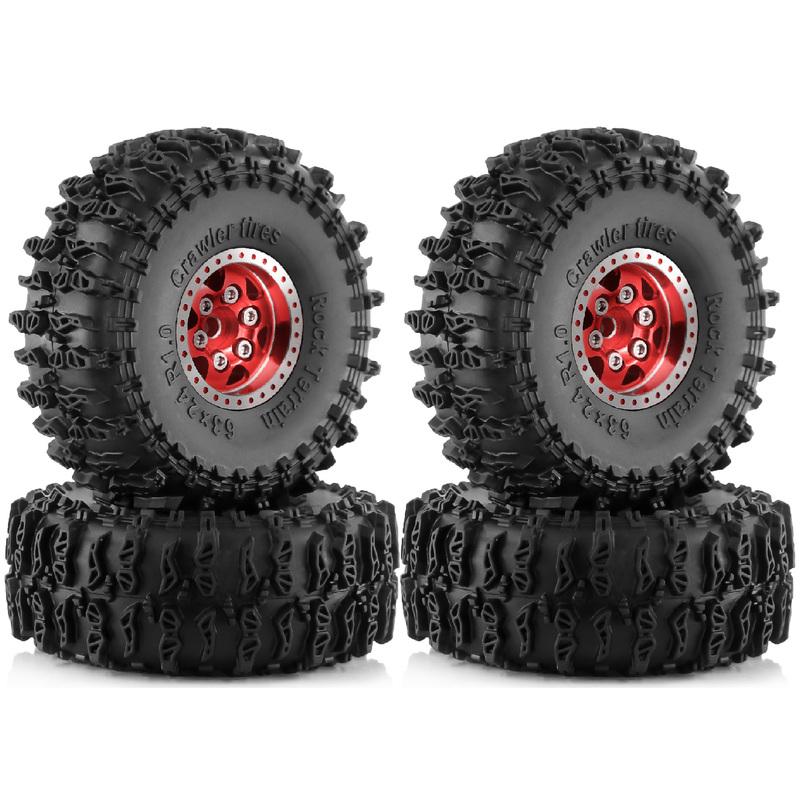 4pcs OD 63mm 1.0" Metal Beadlock Wheel Tire Set For 1/18 RC Crawler Car TRX4M SCX24 Upgrade Parts Accessories