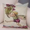 Colorful Fairy Tale World Elves Cushion Cover Decor Cute Cartoon Flower Girl Pillow Case for Sofa Home Polyester Pillowcase