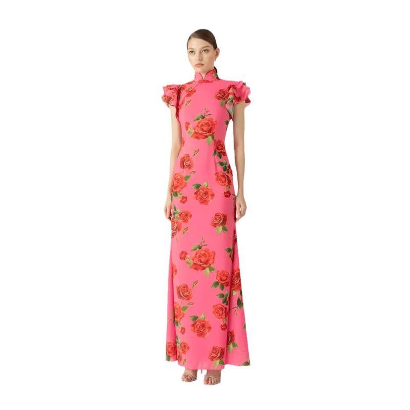 Fashion Women's New Sleeve Casual Print Dress New Chinese Style Cheongsam Casual Printed Dress