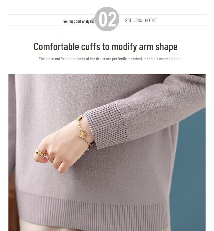 Mom's Velvet-Enhanced Winter Sweater: Warm, Stylish Base Layer for Middle-Aged & Elderly Women