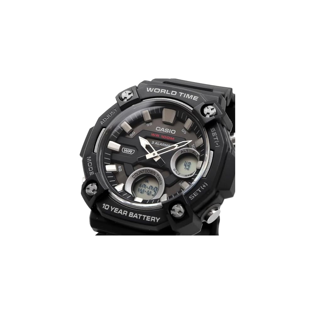 Casio World Time Telememo Analog-Digital Quartz Watch AEQ-120W-1AV Men's Black Imported Model