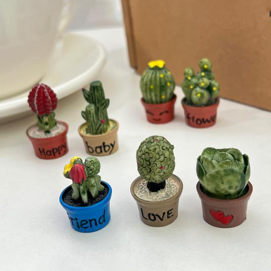 Cartoon Potted Cactus Fridge Magnet Resin 3D Mini Potted Plants Refrigerator Magnet Kitchen Home Office Decoration