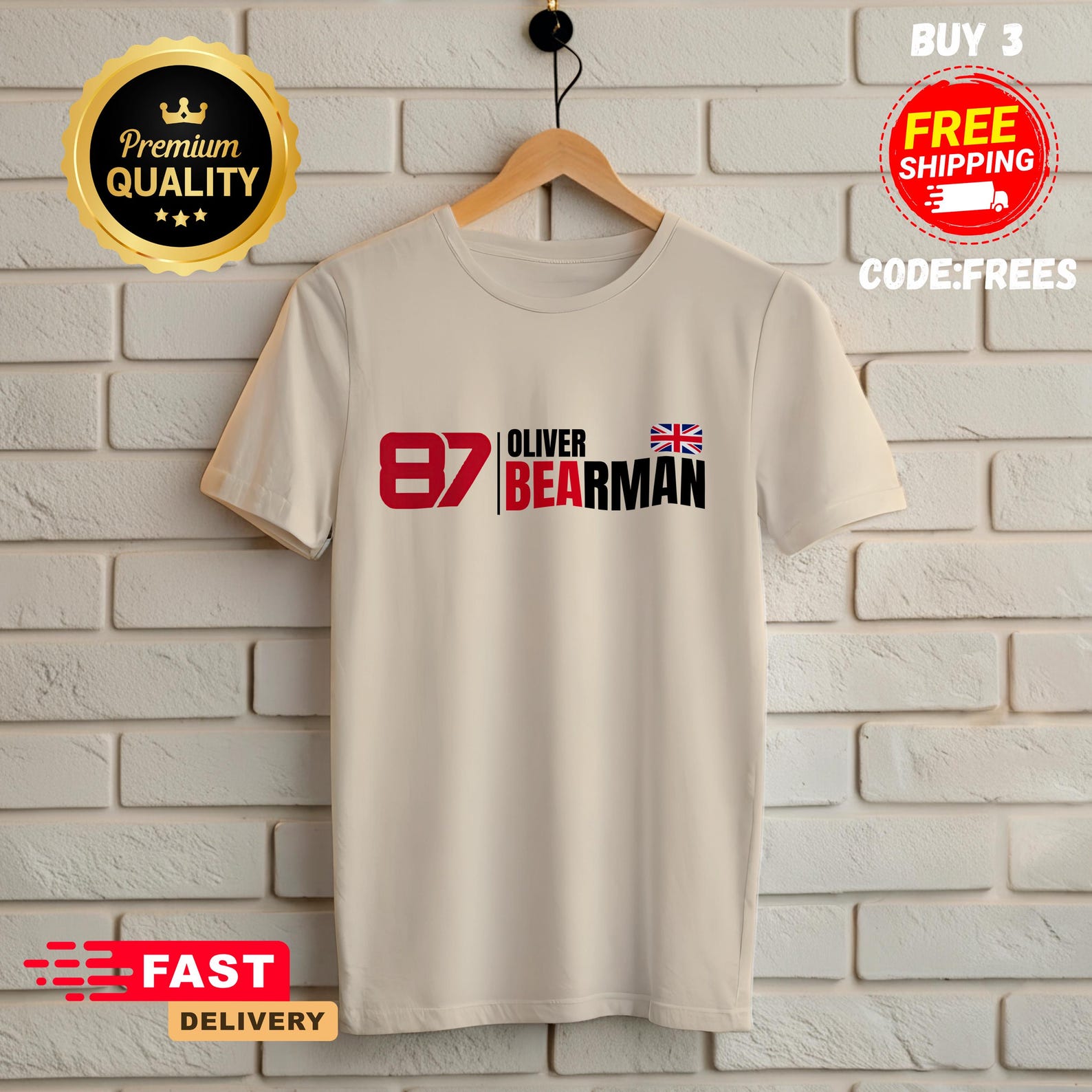 Oliver Bearman F1 Shirt, Oliver Bearman Fan Shirt, Formula 1 Racing Graphic Tee, Bearman 87 Tee, Motorsport Fan Tee, Gift for F1 Lover M