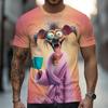 Creative Cartoon Fun Animal Dog Chick Cow 3D Printed T-shirt Men's Fashion Short Sleeved Top Summer Casual O-neck Clothing