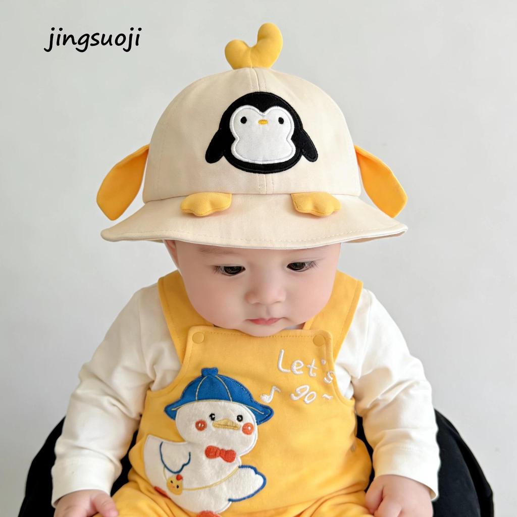 Cartoon Penguin Baby Bucket Hat, Korean Style, Sun Hat for 2-Year-Olds