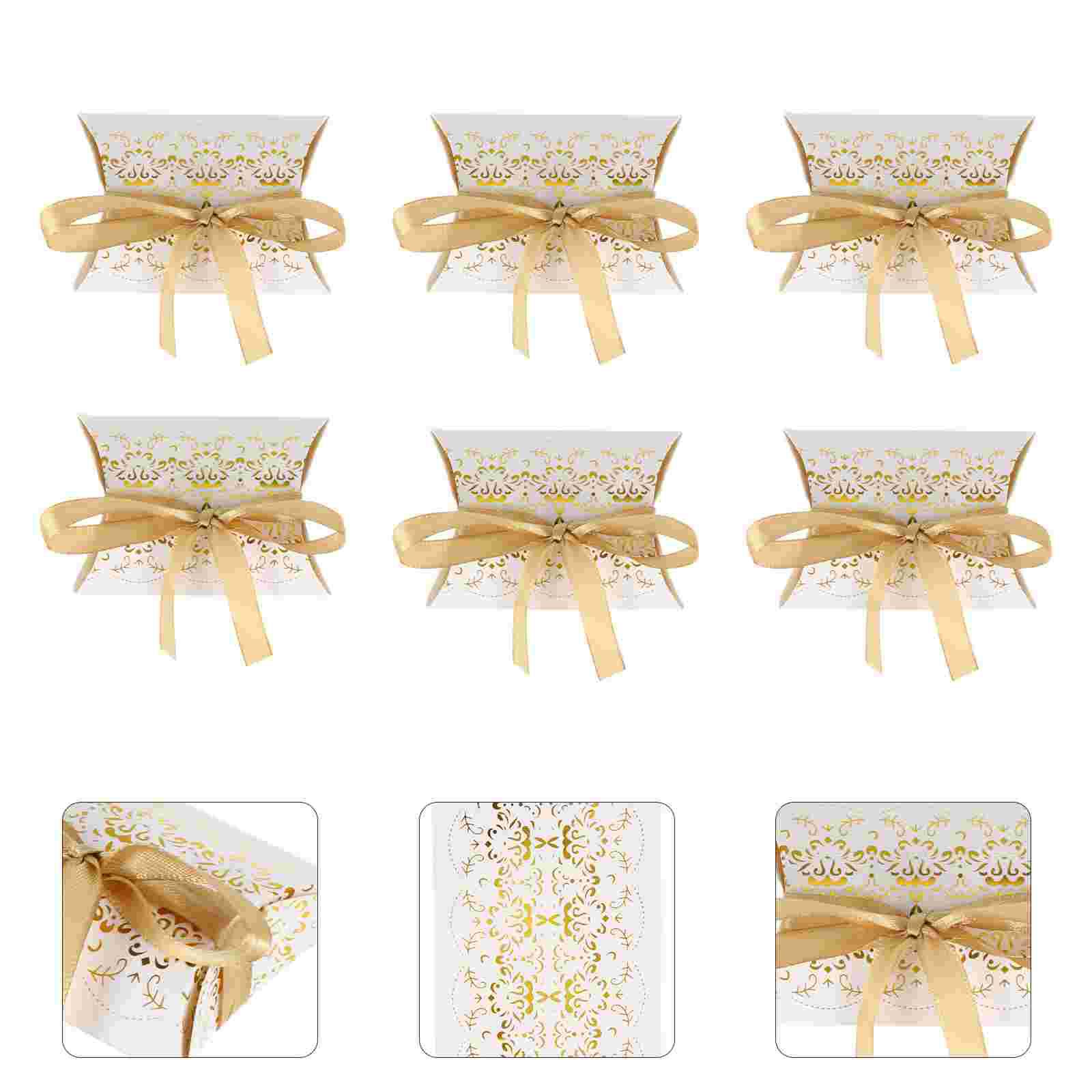 

50 шт. коробка для конфет в форме подушки контейнер для хранения подарочные коробки бумажный чехол индивидуальный золотистый