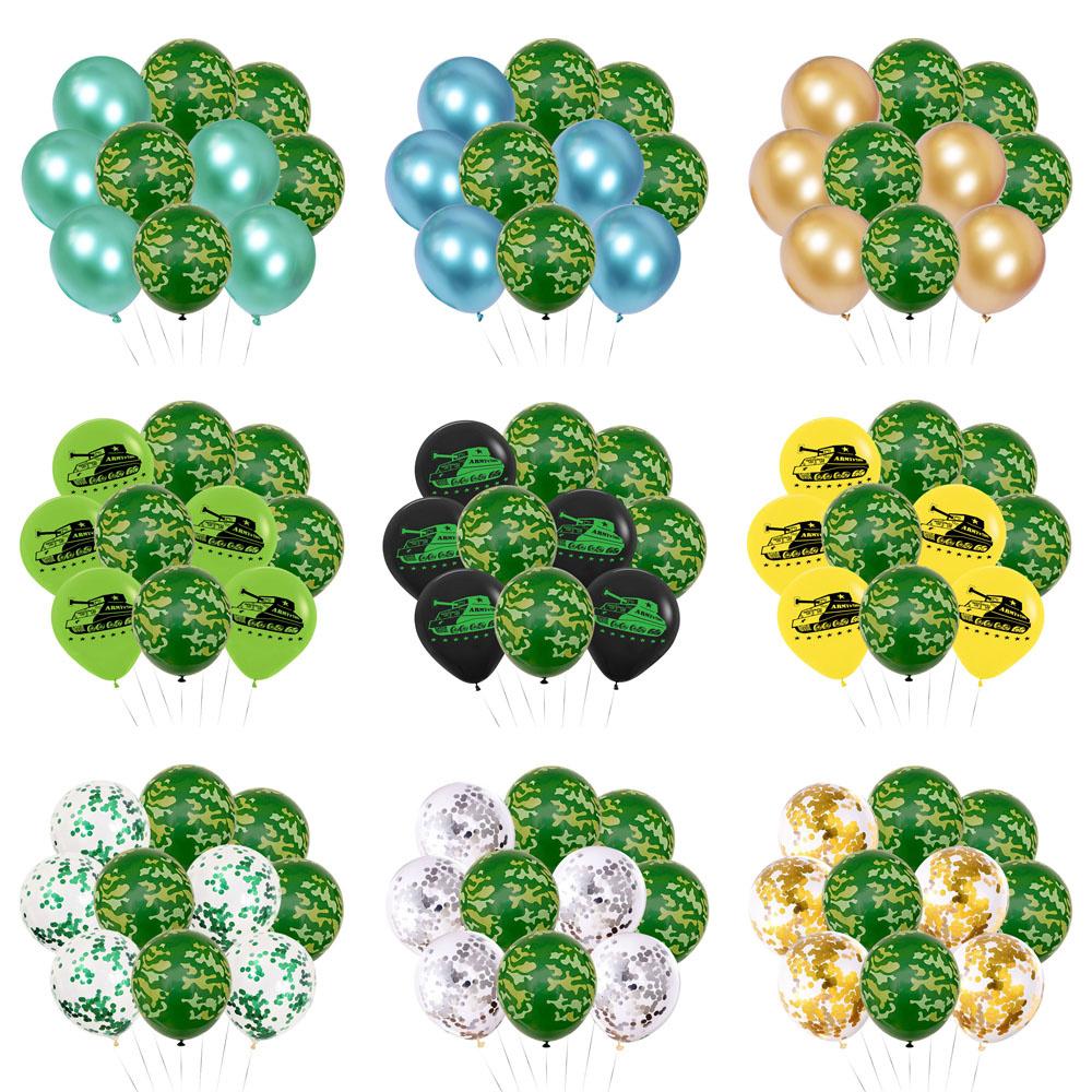 Military Camouflage Balloon Set Metal Latex Balloon Children's Birthday Camouflage Party Background Decoration Photo Taking