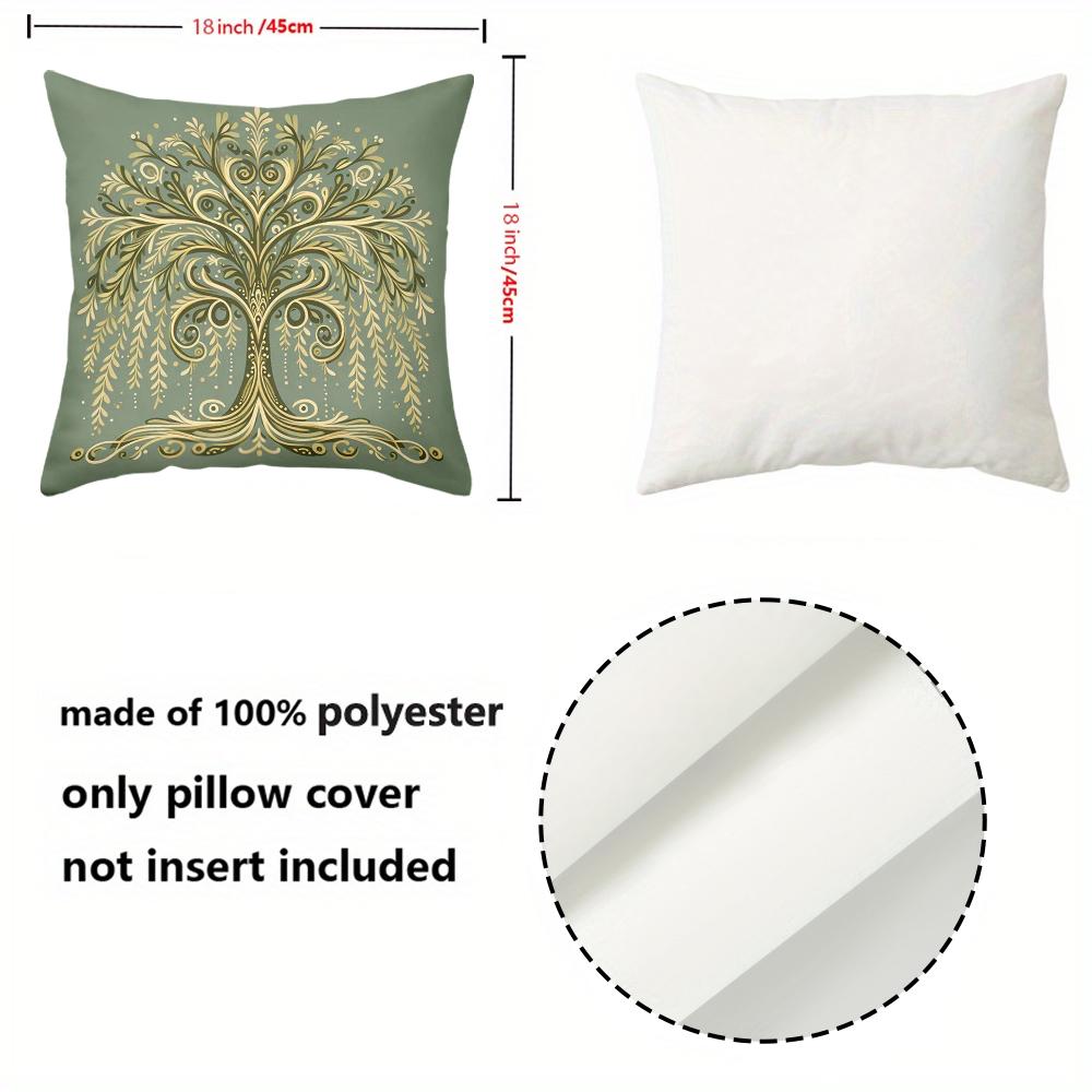 1 Pieces Green Pillows With Golden Tree Pattern Decor Polyester pillowcase, sofa decorative cushion cov Headboard Pillow