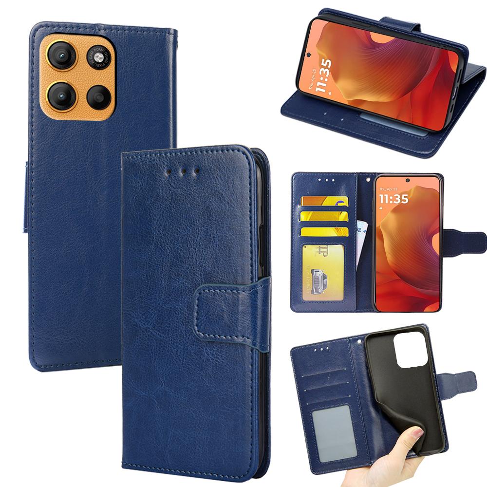 For Motorola Moto G15 Power 4G/G15 4G Case Wallet PU Leather+TPU Folding Stand Phone Cover