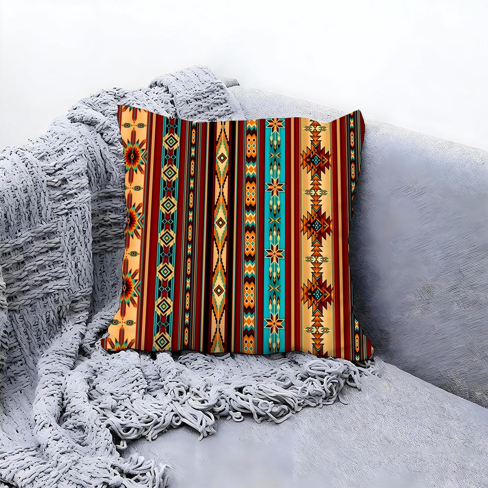 Ethnic Indian Ethnic Pattern Cushion Cover Premium Comfort Reversible Pillow Cove Two In One Design for Any Room Car Interior