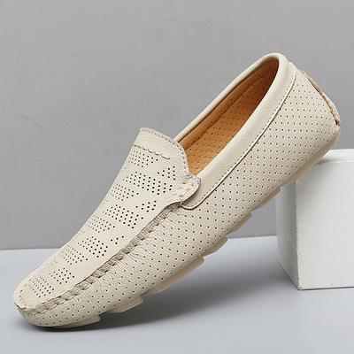 Fashion Men Shoes Genuine Leather Loafers Men Breathable Hollow Out Flats Man Casual Slip On Driving Shoes Men Moccasins Summer Big Size