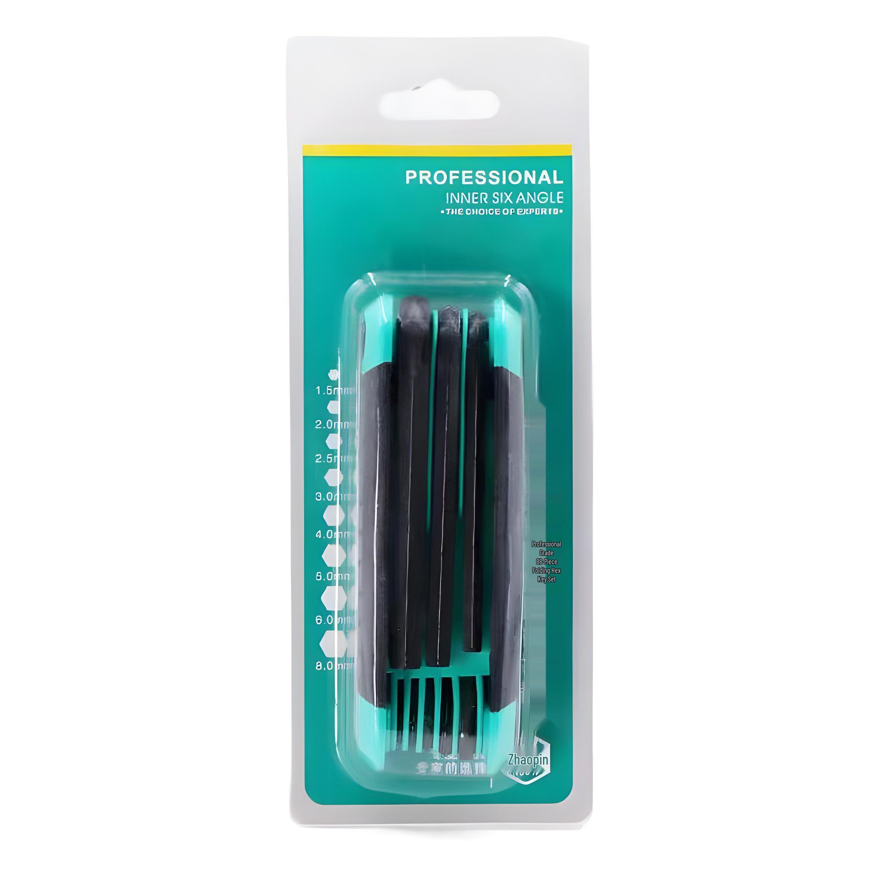 8-Piece Folding Portable Hex Key Set - Flat Head Repair Tools Wrench