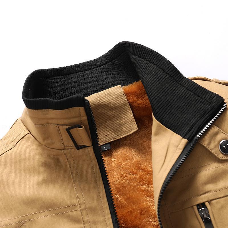 Autumn And Winter Men's Stand Collar Plush Thickened Wash Coat Large Jacket