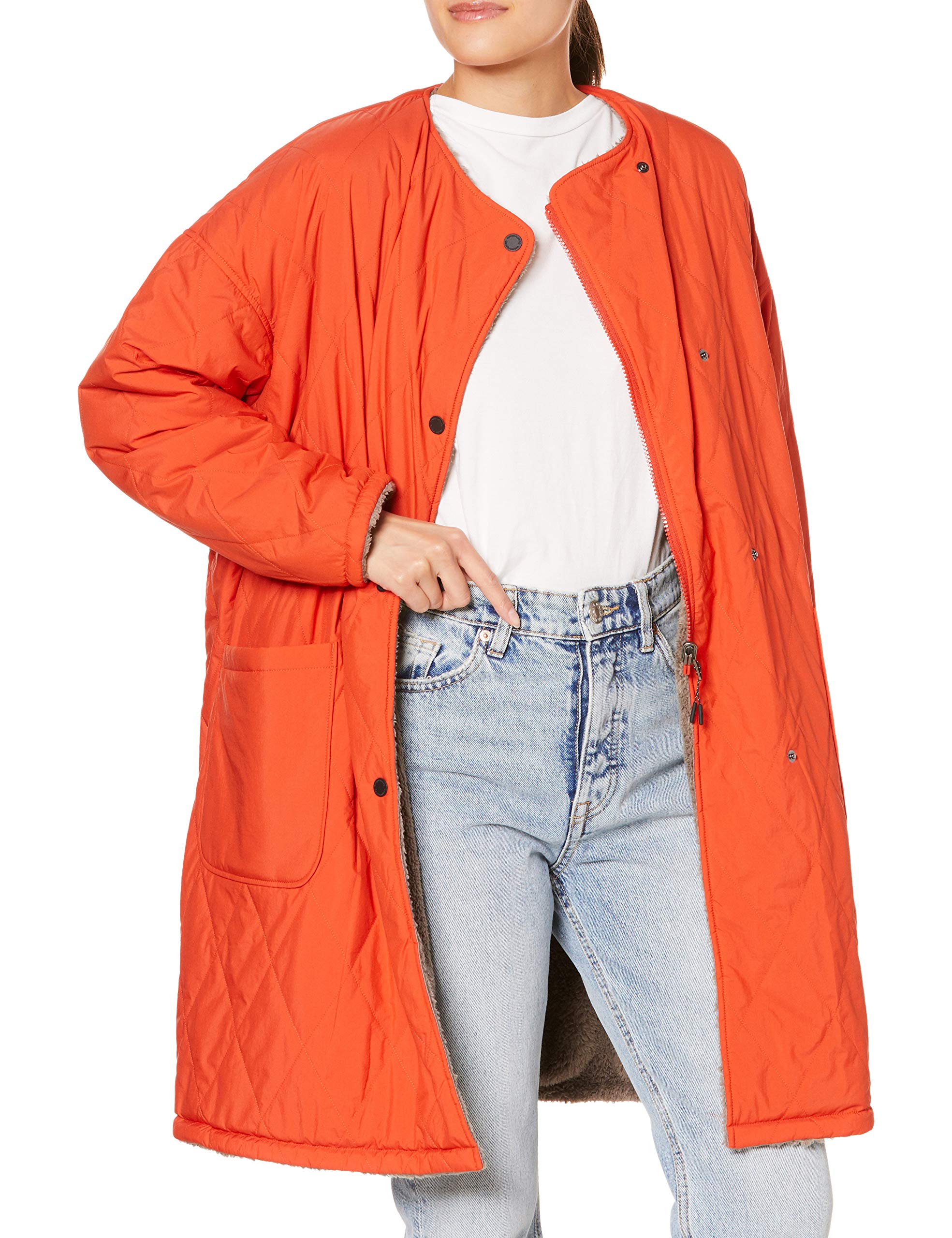 

Mizuno Breath Thermo Padded Reversible Collarless Coat Spicy Size M Size (Go to) Women s B2ME0721, Orange, (Japan M)