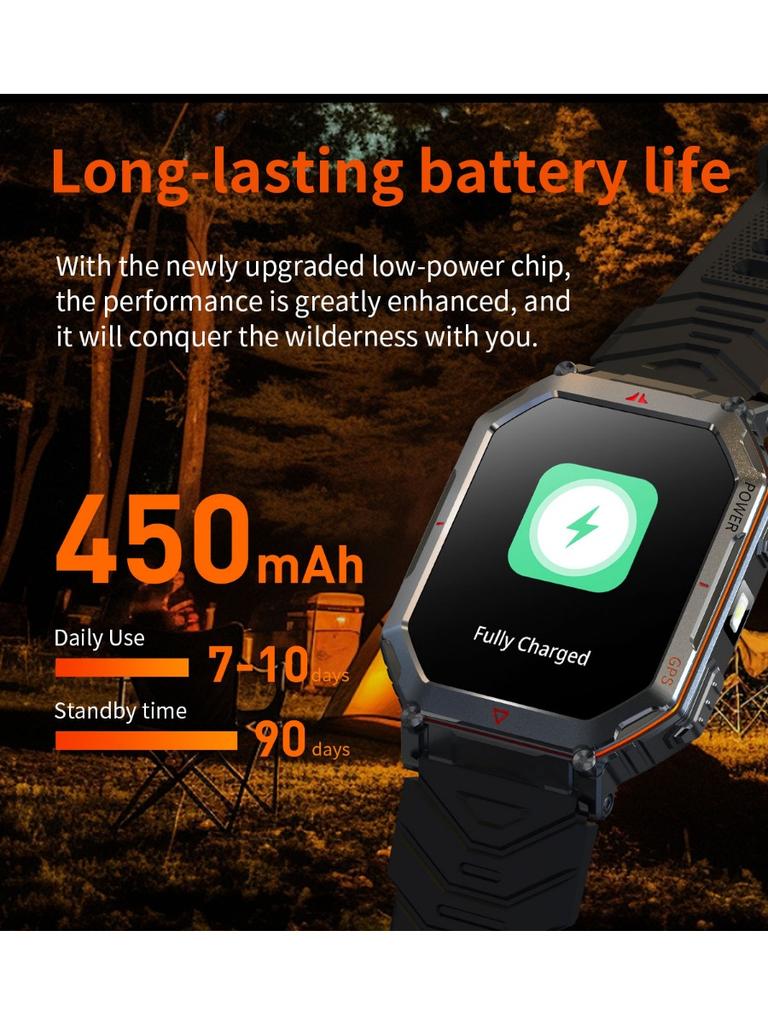 Military Smart Watch for Men with GPS Compass GPT Voice Assistant Smartwatch with LED Flashlight Bluetooth Call Fitness Tracker for Android & iOS
