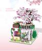 Creative Flower Shop Street View Mini Block Rose Orchid Plum Cherry Blossoms Narcissus Lily Florist Building Brick Figures Toys