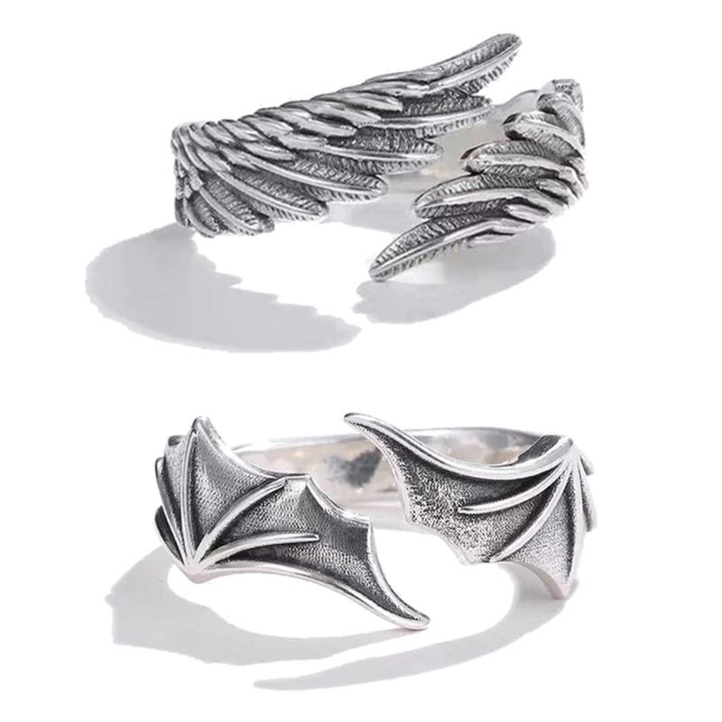 Angel Demon Wing Couples Prsteny pro ženy Hip Hop prsteny Otevřený prsten Šperky na palec