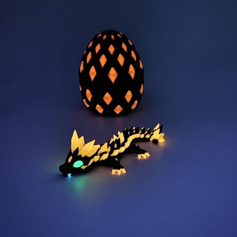 3D Printed Colorful Luminous Crystal Dragon Toy Joint Movable Simulation Animal Gemstone Dragon Model Desktop Decor Decoration